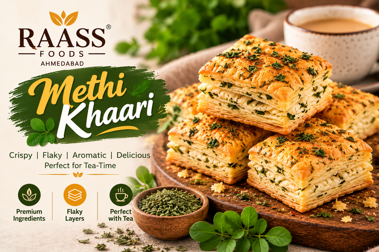 You are currently viewing Methi Khaari- A Delicious Blend of Crispy Layers & Methi Flavour!